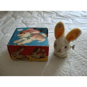 Vintage 1940-1950 W. Germany Windup Hopping Bunny, Original Nr. 119 w/Box, Works
